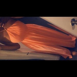 A-Line V-neck Floor Length Dress with Split Front